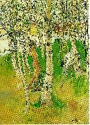 Carl Larsson ulf en naken pojke mellan bjorkstammar-ulf badar pa bullerholmen Germany oil painting artist